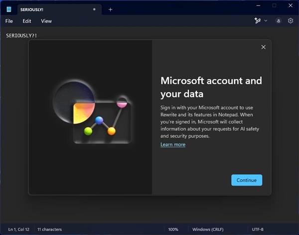 Win11记事本强迫登陆微软账户? 只有一种情况
