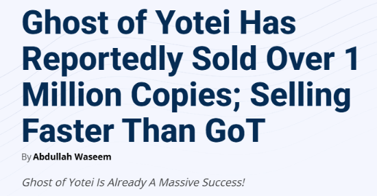 《羊蹄山之魂》首日销量130万份：超越《对马岛》